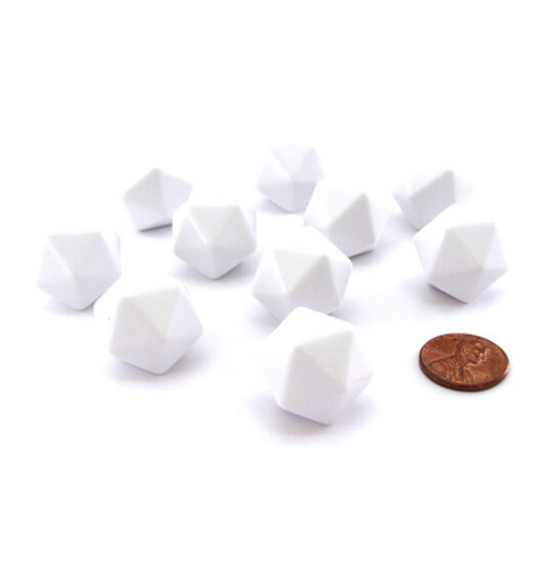 Opaque: Polyhedral - 10x White Blank 20-sided dice indhold