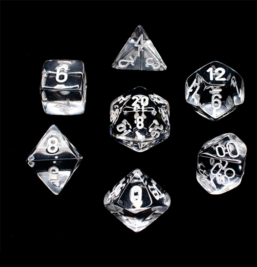 Translucent™ – Polyhedral Clear w/white 7-Die Set