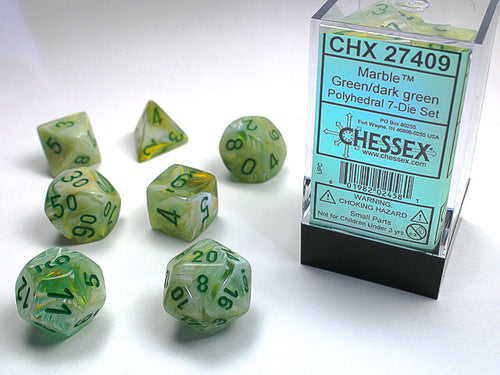 Marble™ - Polyhedral Green w/dark green 7-Die Set