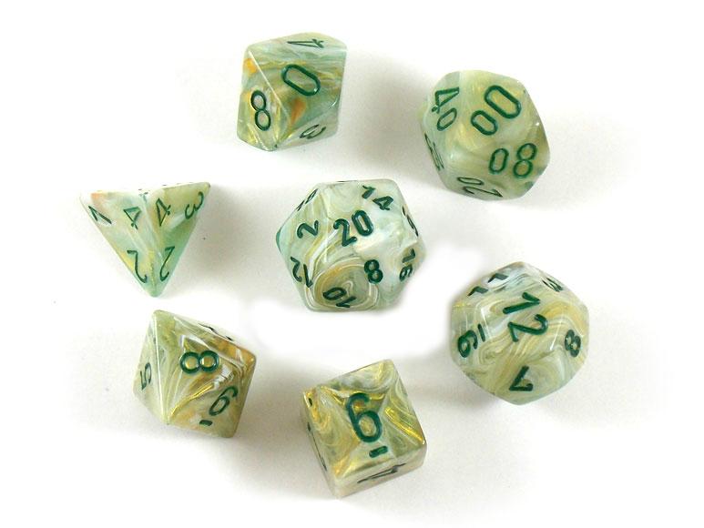 Marble™ - Polyhedral Green w/dark green 7-Die Set
