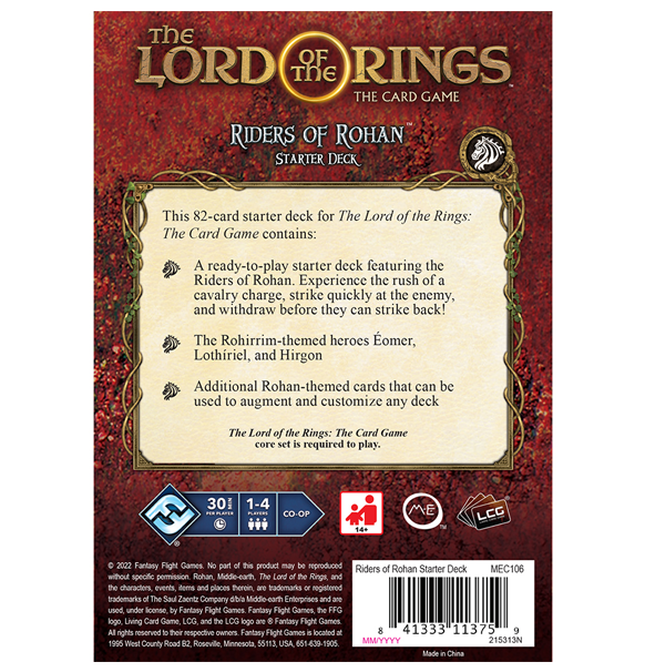 The Lord of the Rings: The Card Game - Riders of Rohan Starter Deck bagside