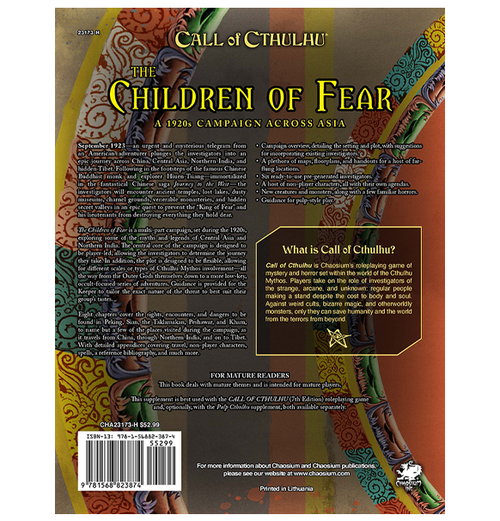 Call of Cthulhu RPG: The Children of Fear bagside