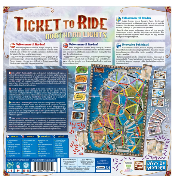 Ticket to Ride: Northern Lights bagside