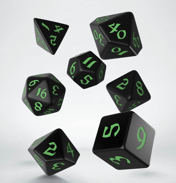Classic Runic: Dice Set - Black & Green indhold