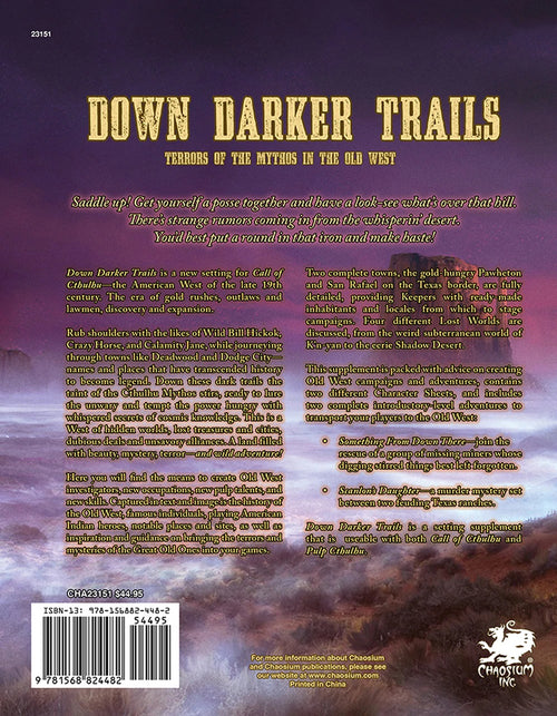 Call of Cthulhu RPG Down Darker Trails (Eng)