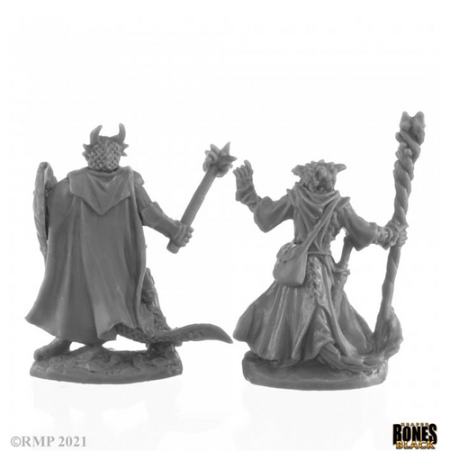 Reaper Bones Black - Dragonfolk Wizard and Cleric