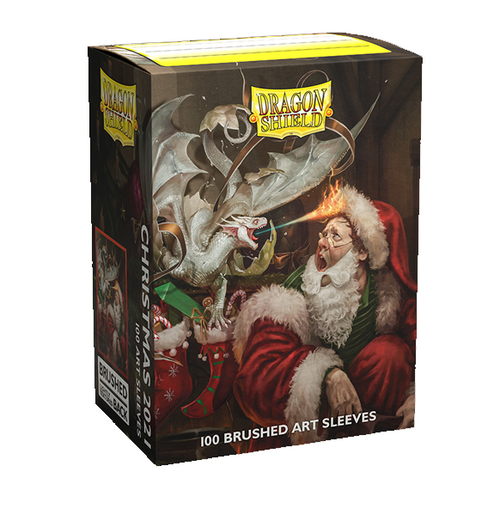Dragon Shield Brushed Art Sleeves (100) - Christmas Dragon 2021