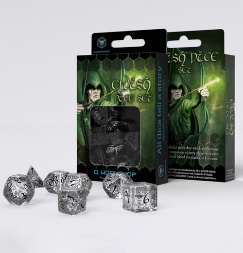 Elvish: Dice Set - Translucent & Black