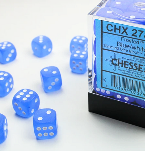 Frosted™ – 12mm d6 Blue w/white Dice Block™