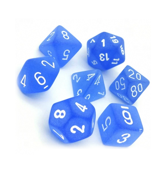 Frosted™ – Polyhedral Blue w/white 7-Die Set
