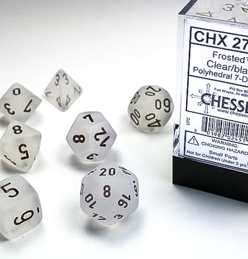 Frosted™ – Polyhedral Clear w/black 7-Die Set