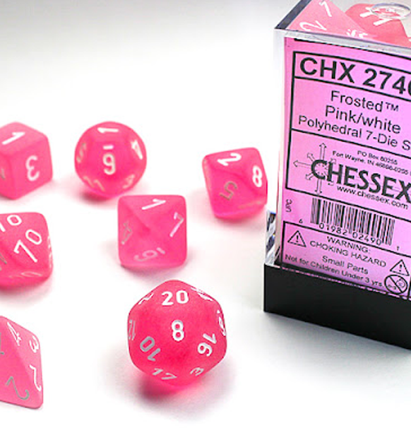 Frosted™ – Polyhedral Pink w/white 7-Die Set forside