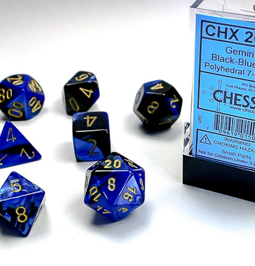 Gemini Polyhedral Black-Blue w/gold 7-Die Set forside