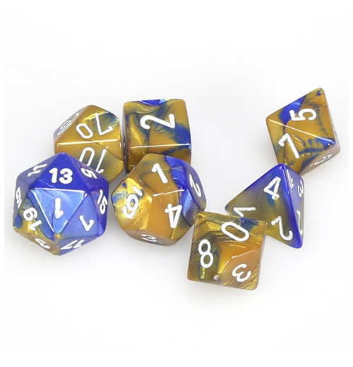 Gemini™ – Polyhedral Blue-Gold w/white 7-Die Set