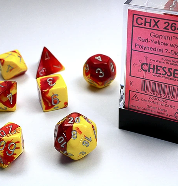 Gemini™ – Polyhedral Red-Yellow w/silver 7-Die Set forside