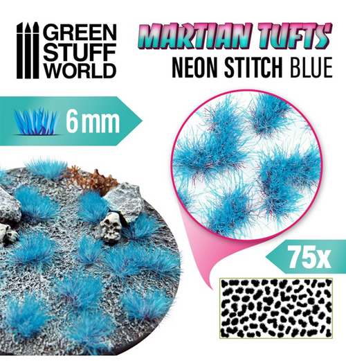 Green Stuff World: Martian Fluor Tufts - Neon Stitch Blue