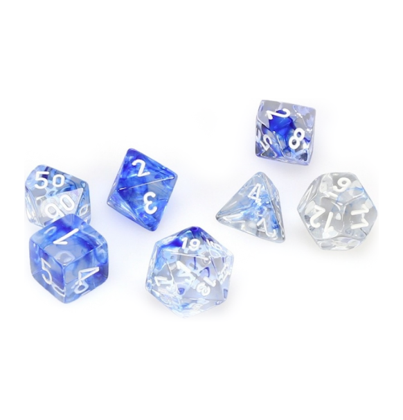 Nebula™ – Polyhedral Dark Blue/white 7-Die Set