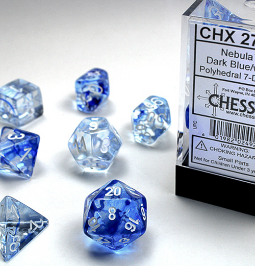 Nebula™ – Polyhedral Dark Blue/white 7-Die Set