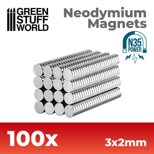 Green Stuff World: Neodymium Magnet 3x2 mm - 100 stk