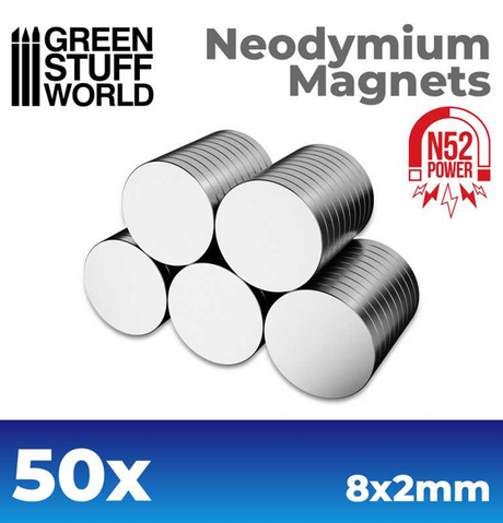 Neodymium Magnets 8x2 mm - 50 stk