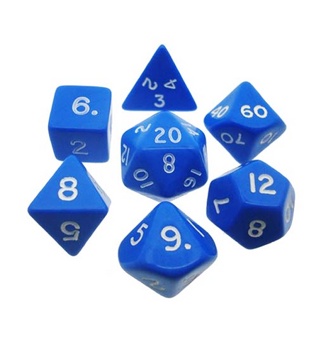 Opaque™ – Polyhedral Blue w/white 7-Die Set