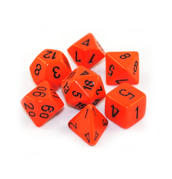 Opaque – Polyhedral Orange w/black 7-Die Set