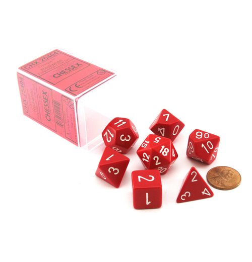 Opaque – Polyhedral Red w/white 7-Die Set
