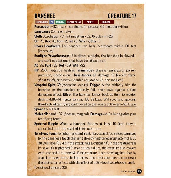 Pathfinder 2nd: Bestiary - Battle Cards indhold