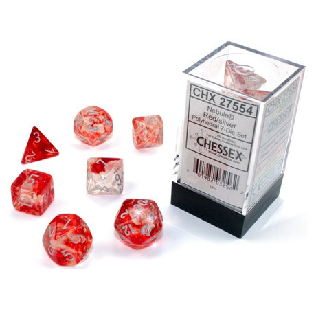 Nebula – Polyhedral Red/Silver 7-Die Set forside