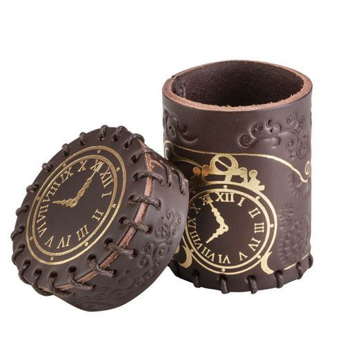 Dice Cup: Steampunk - Brown & Golden Leather