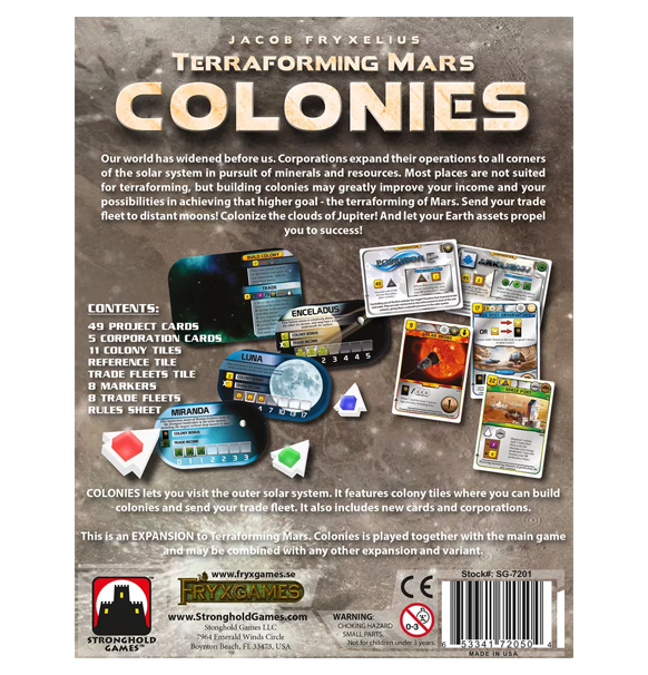 Terraforming Mars - Colonies bagside