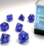 Translucent™ – Polyhedral Blue w/white 7-Die Set forside