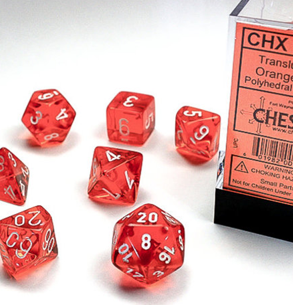 Translucent™ – Polyhedral Orange w/white 7-Die Set forside