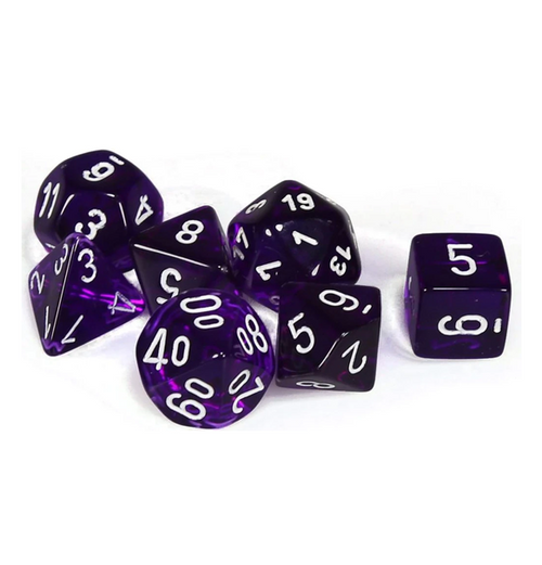 Translucent™ – Polyhedral Purple w/white 7-Die Set