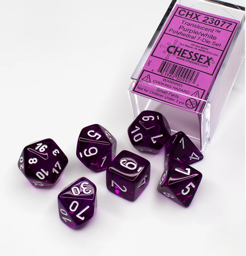 Translucent™ – Polyhedral Purple w/white 7-Die Set