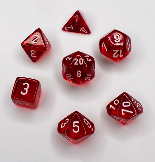 Translucent™ – Polyhedral Red w/white 7-Die Set