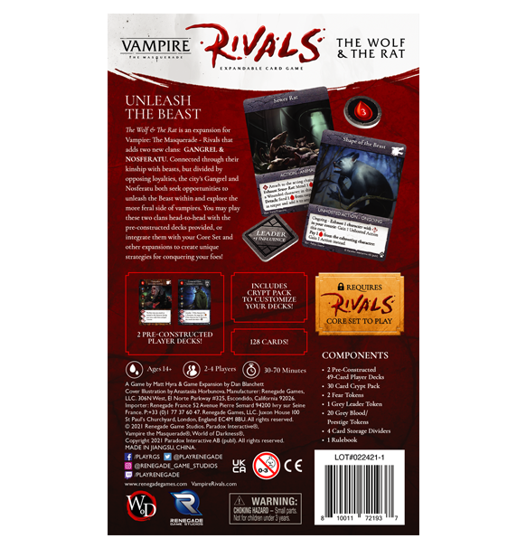 Vampire The Masquerade: Rivals Card Game - The Wolf and The Rat (Eng) bagside