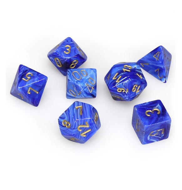 Vortex™ – Polyhedral Blue w/gold 7-Die Set